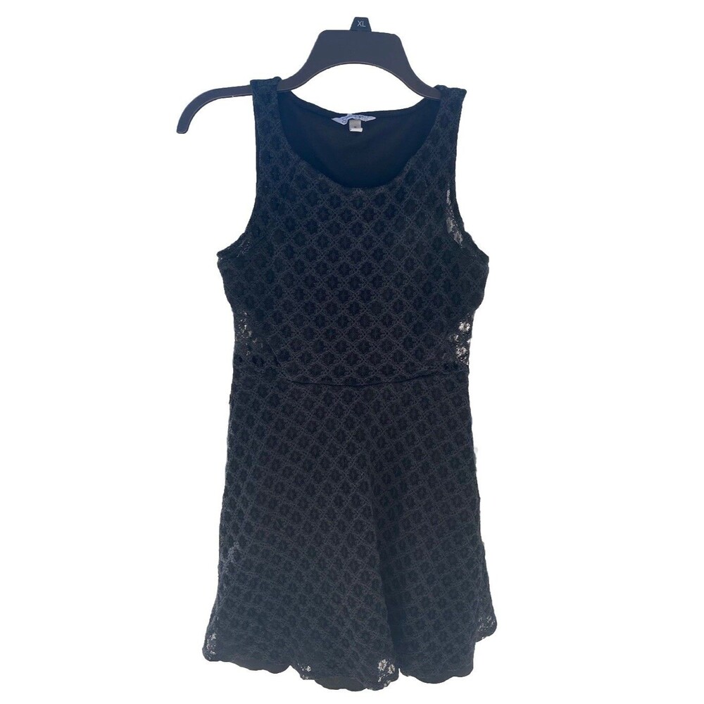 Soprano Women’s Black Lace Sleeveless A-Line Dress Size S